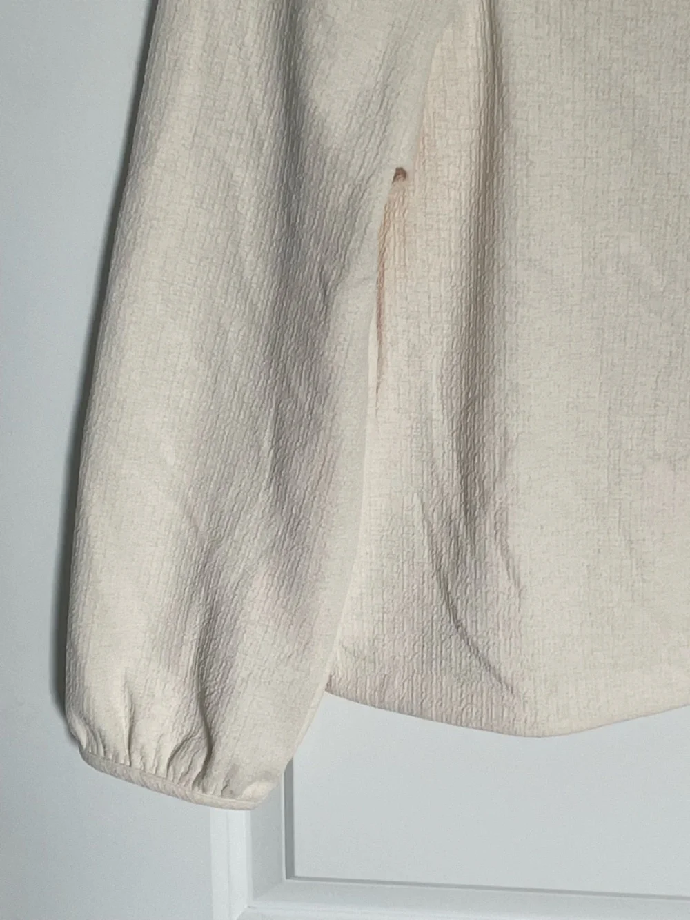 Madewell Antique Cream Crepe Square-Neck Puff-Sleeve Top Size XS 54368